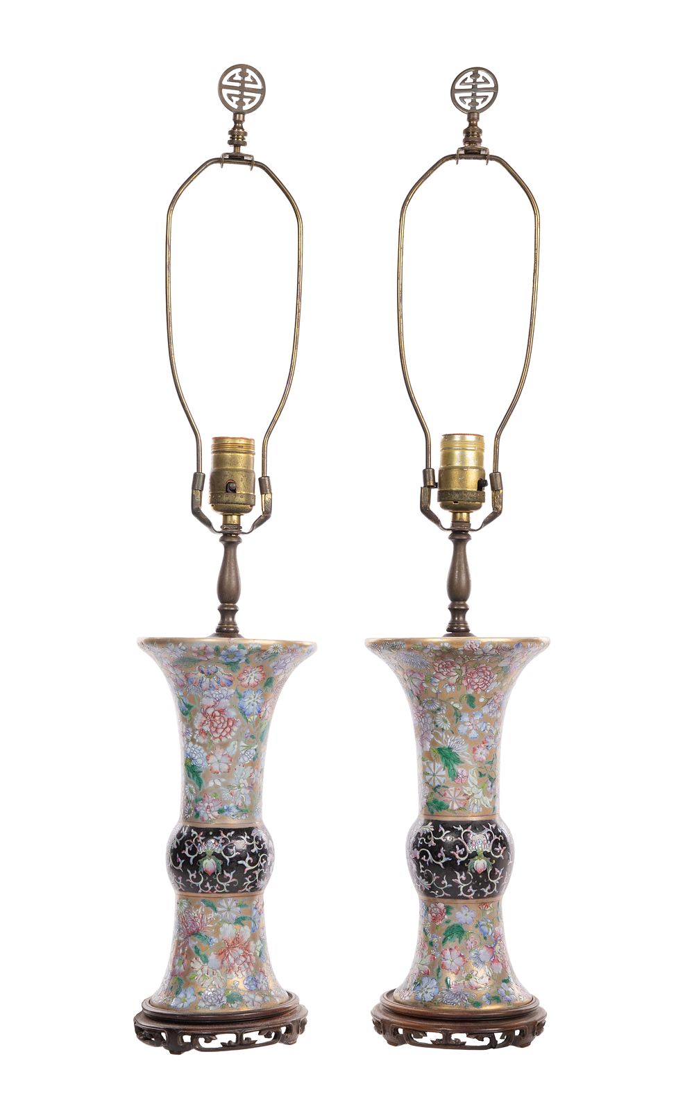 Lot 334: Chinese Gu Vase Porcelain Lamps