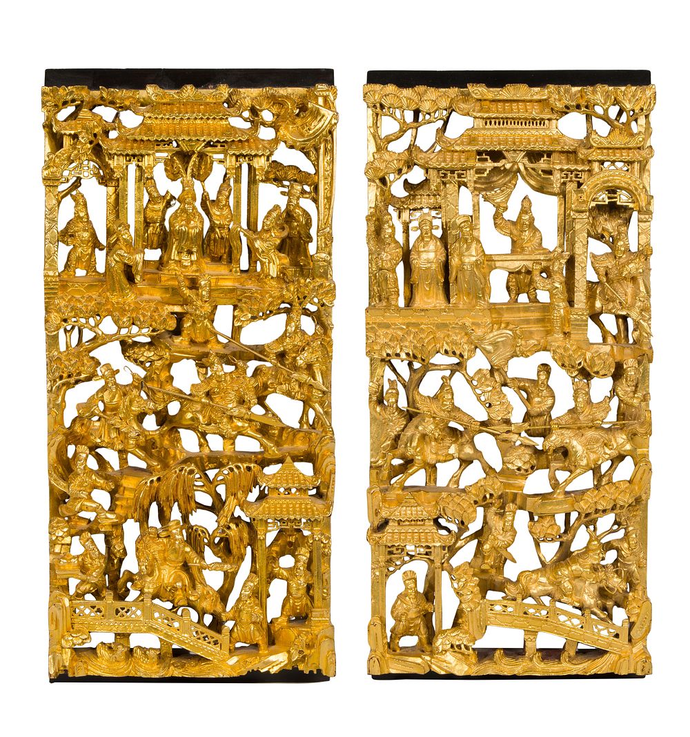 Lot 336: Chinese Gilt Wood Carvings
