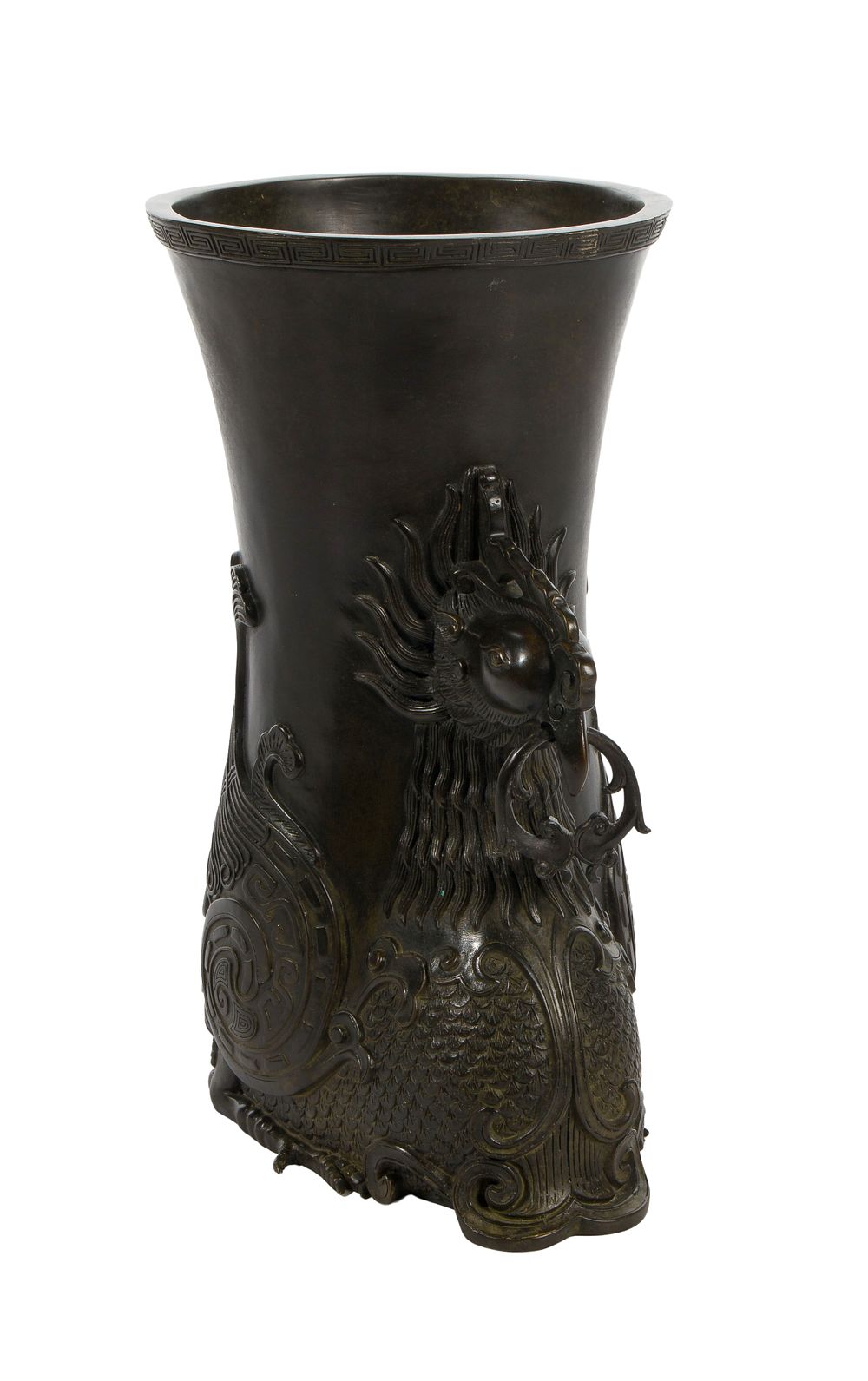 Lot 337: Chinese Bronze Phoenix Zun Bottle Vase