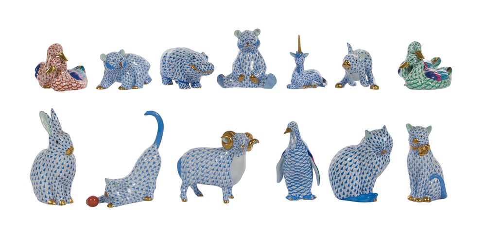 Lot 341: Herend Porcelain Animal Figurine Assortment