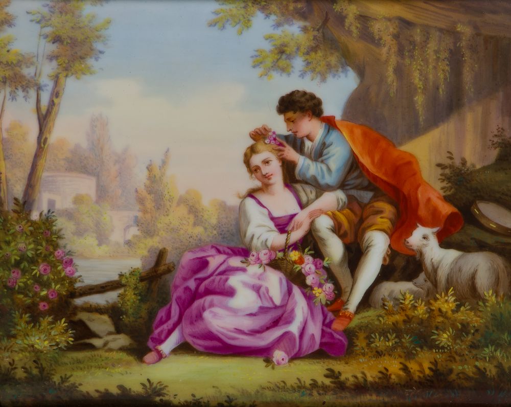 Lot 348: Hand Painted Porcelain Plaque