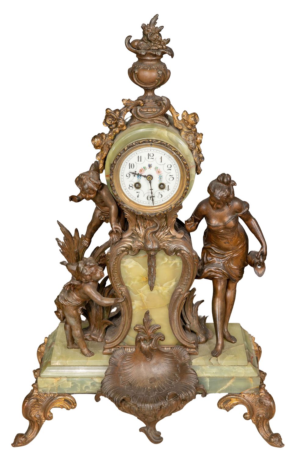 Lot 383: French Cast Metal Mantel Clock