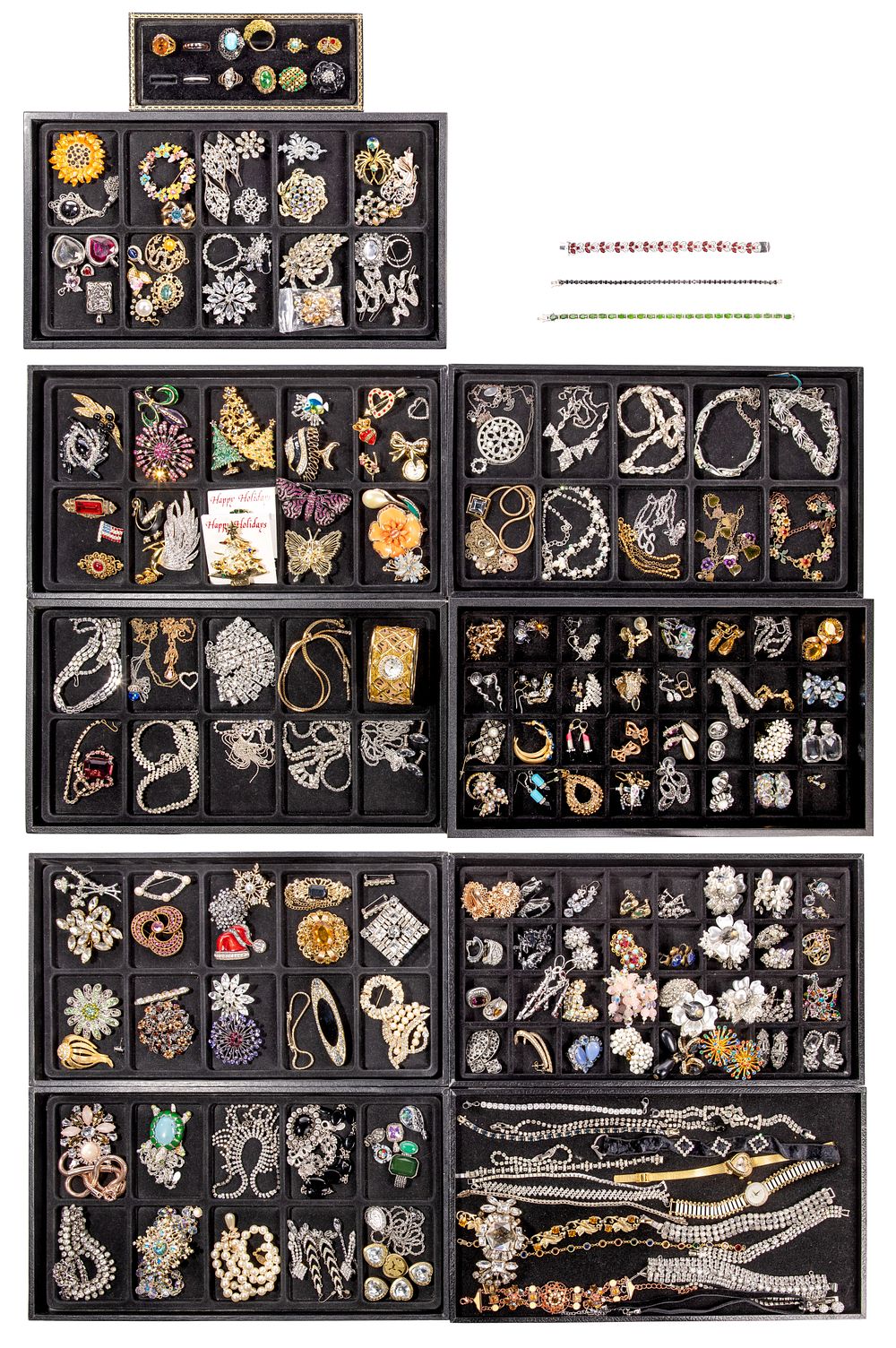 Lot 271: Sterling Silver, Rhinestone, Austrian Crystal and Costume Jewelry Assortment