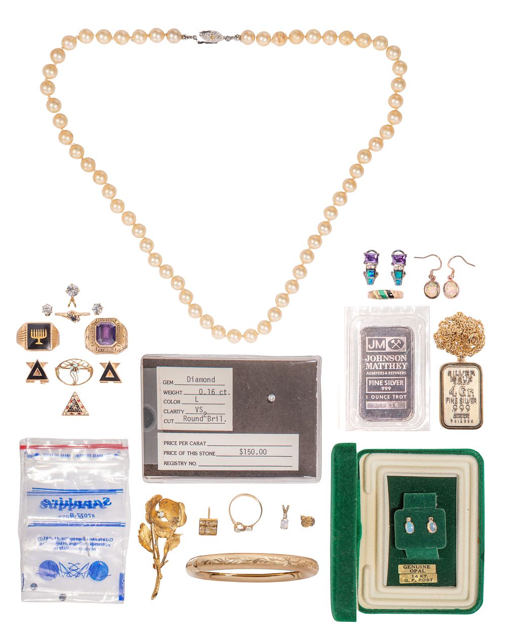 Lot 274: 10k Gold, Sterling Silver and Costume Jewelry Assortment