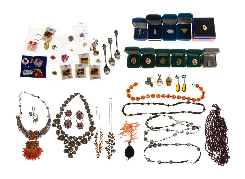 Lot 281: Sterling Silver and European Silver and Costume Jewelry Assortment