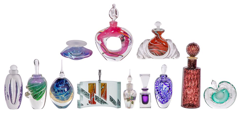 Lot 290: Art Glass Signed Perfume Bottle Assortment