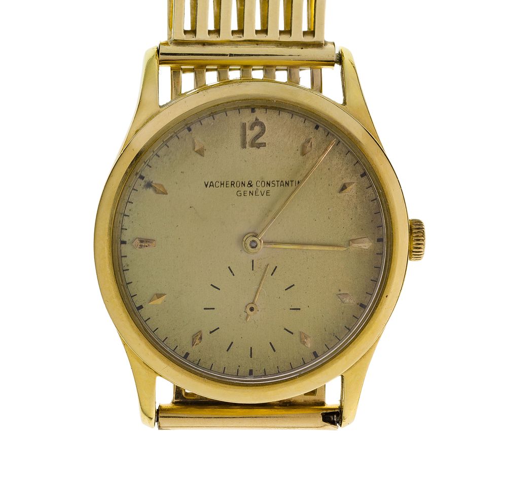 Lot 299: Vacheron & Constantin 18k Yellow Gold Case and 14k Gold Band Wristwatch