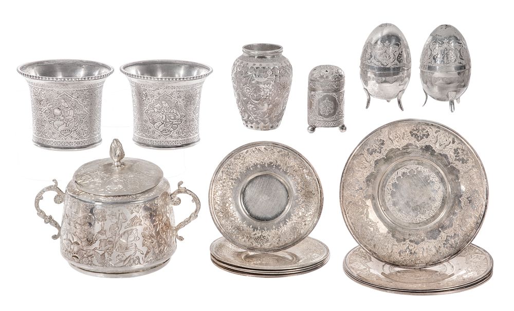 Lot 345: Persian Silver Assortment