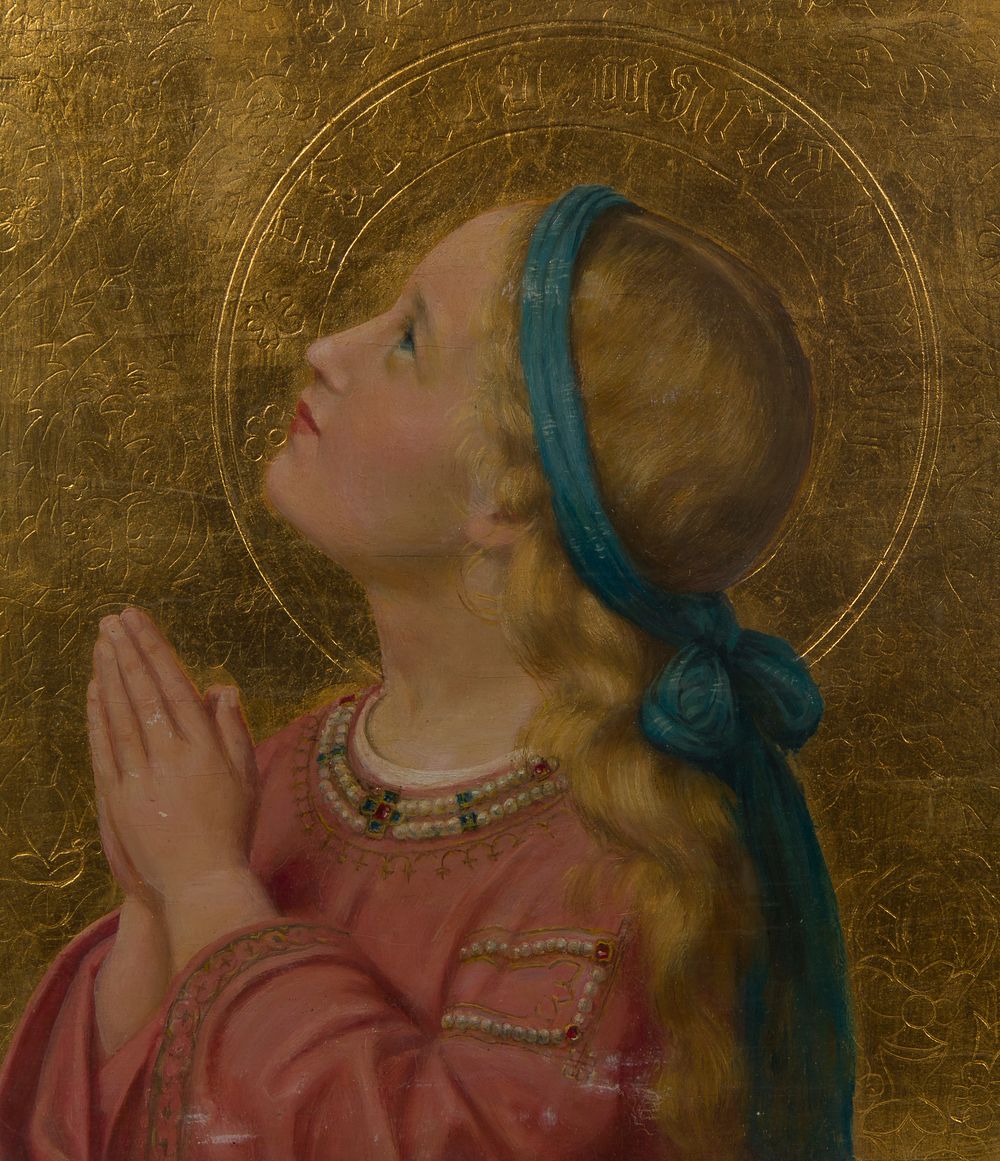 Lot 377: After Franz Ittenbach (German, 1813-1879) 'Santa Maria Virgo' Oil on Gilt Panel