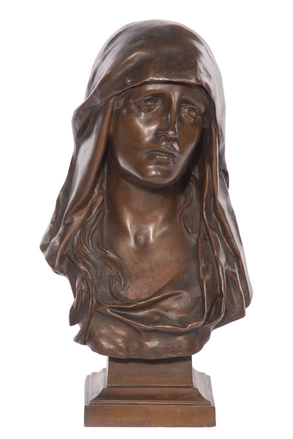 Lot 389: Eugene Marioton (French, 1857-1933) Madonna Bronze Bust