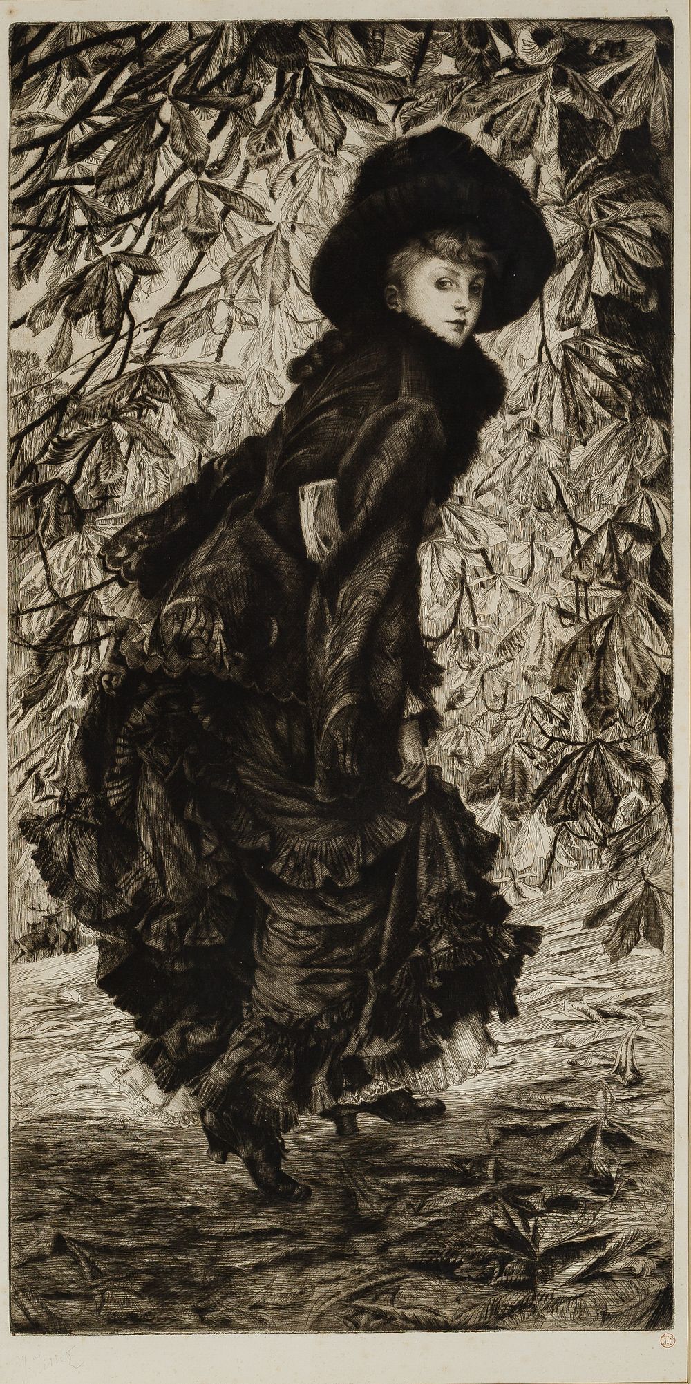 Lot 407: James Tissot (French, 1836-1902) 'Octobre' Etching