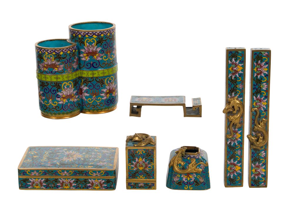 Lot 413: Cloisonne Calligraphy Set
