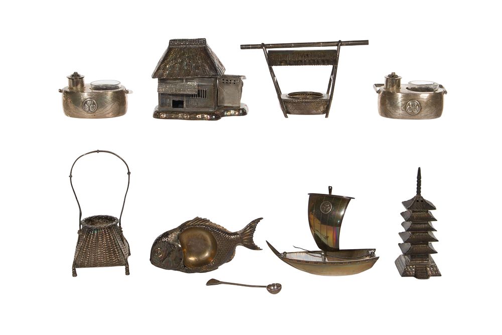 Lot 259: Chinese Sterling Silver Salt Cellar Collection