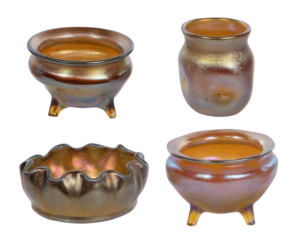 Lot 267: Louis Comfort Tiffany Favrile Glass Salt Cellar Assortment