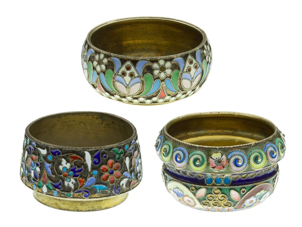 Lot 277: Russian Silver Salt Cellar Assortment