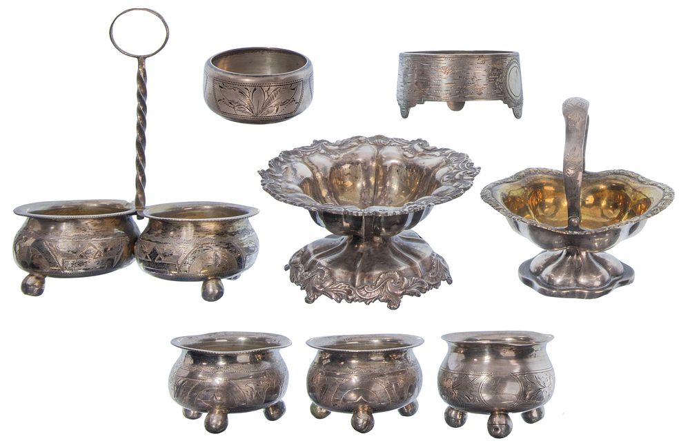 Lot 278: Russian Silver Salt Cellar Assortment