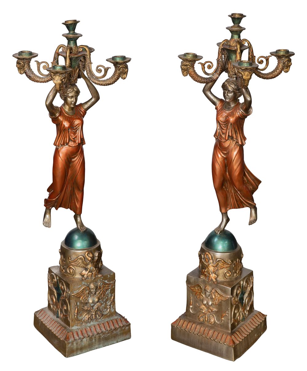 Lot 302: Cast Metal Empire Style Candelabras