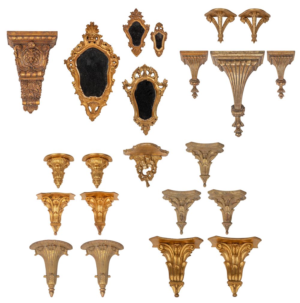 Lot 314: Decorative Gilt Wood Wall Bracket Assortment