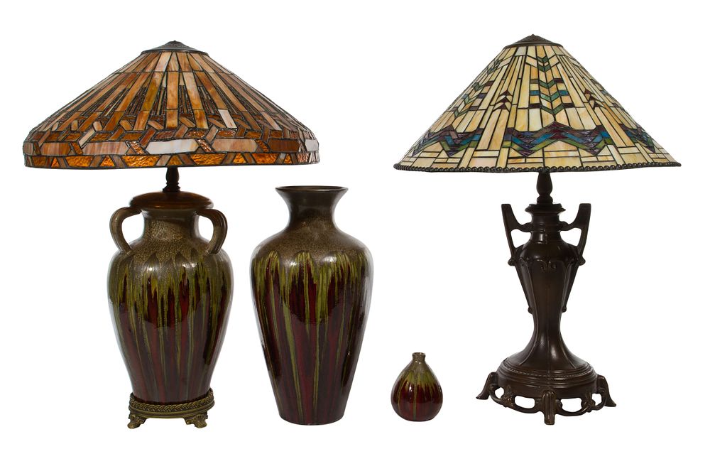 Lot 317: Ceramic and Acrylic Table Lamp and Vase Assortment