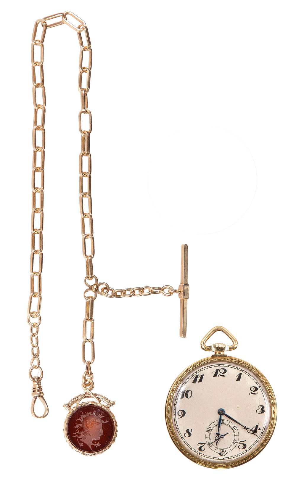 Lot 340: International Watch 18k Yellow Gold Case Pocket Watch on 14k Gold Chain