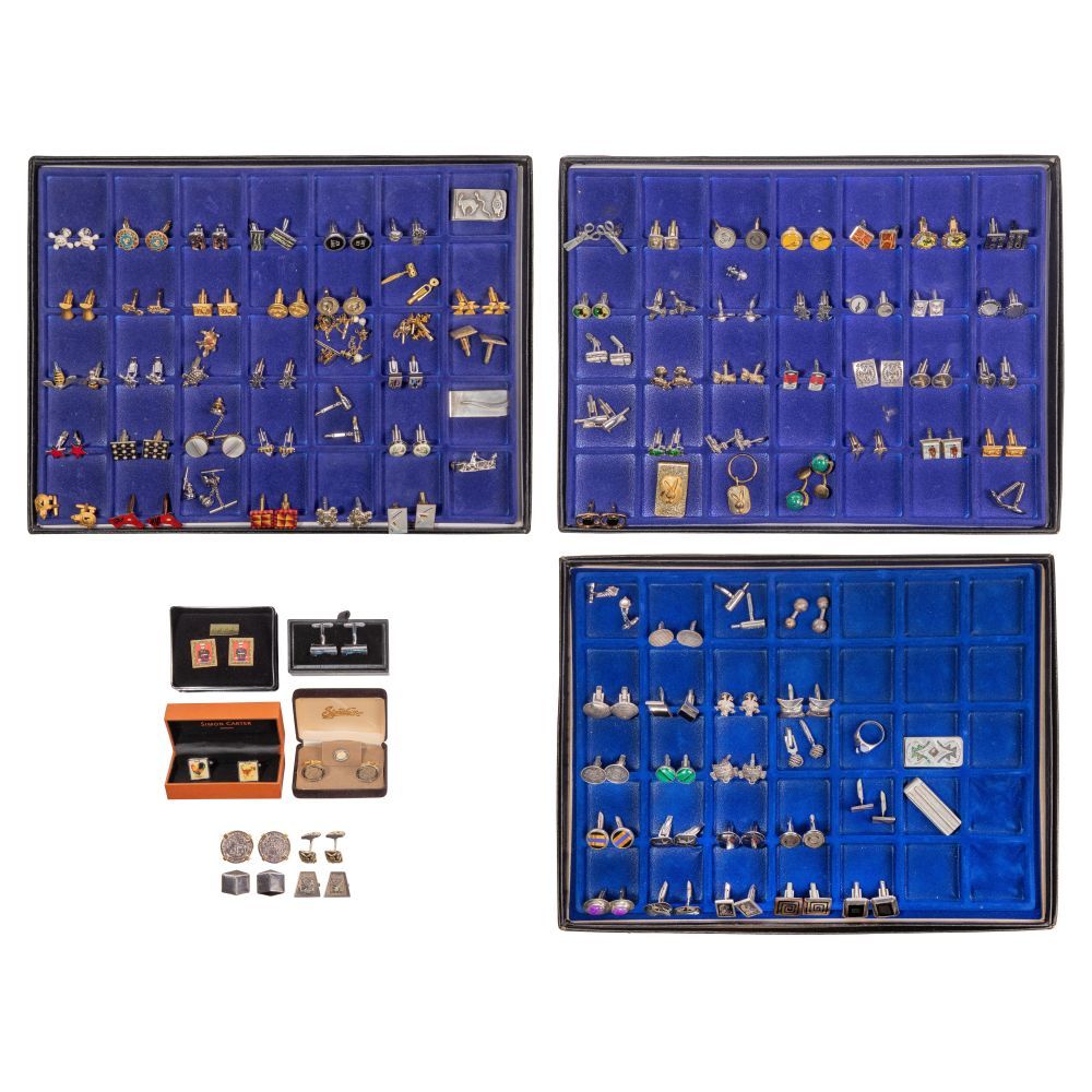 Lot 341: Sterling Silver and Costume Cufflink and Jewelry Assortment