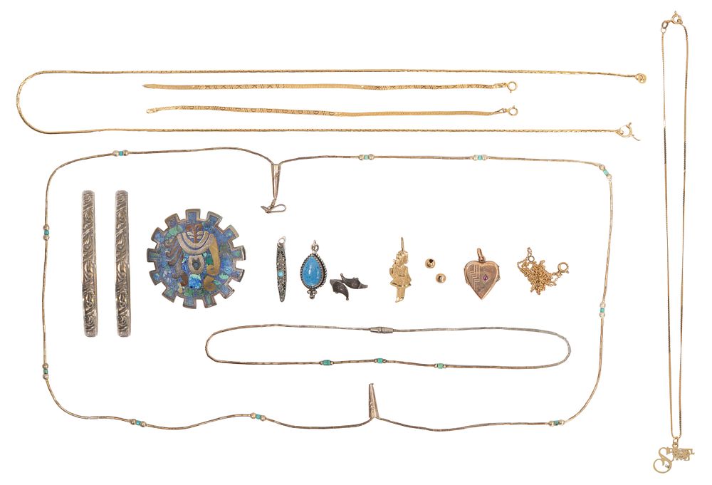 Lot 348: Gold, Sterling Silver and Costume Jewelry Assortment