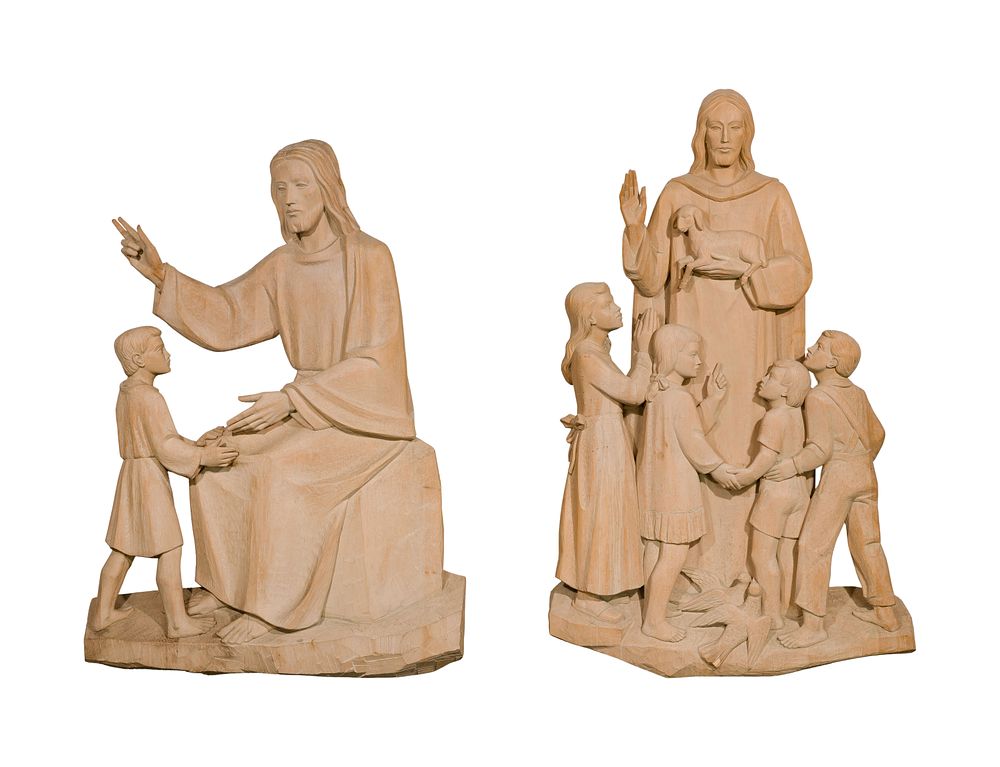 Lot 378: Religious Carved Wood Statues