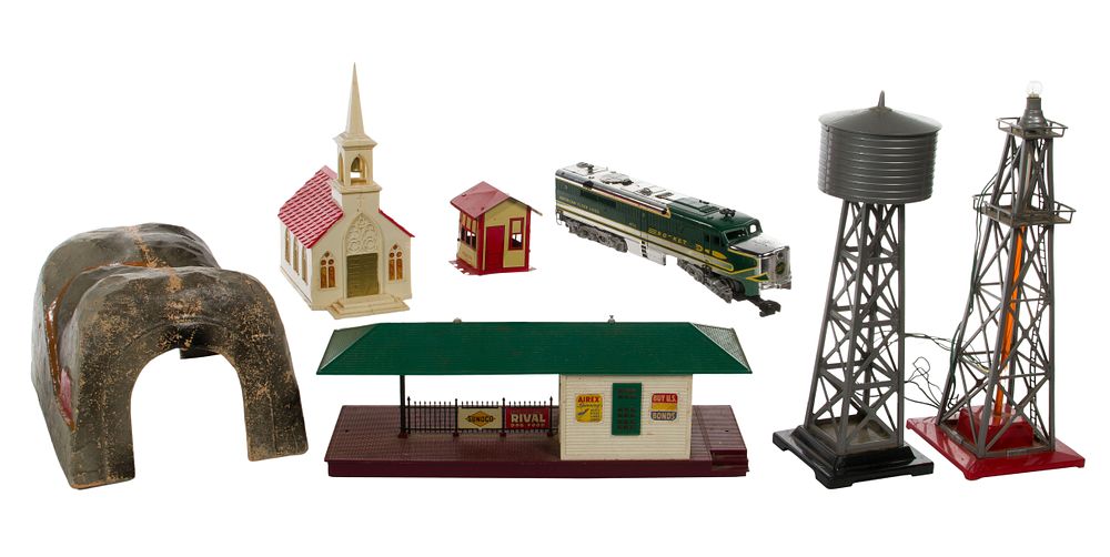 Lot 387: American Flyer and Plasticville Toy Model Train Assortment