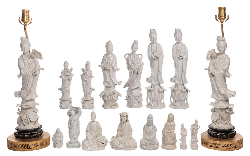 Lot 390: Chinese Blanc De Chine Porcelain Figurine Assortment