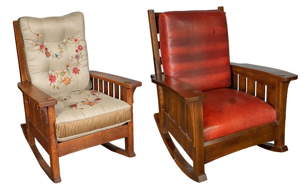 Lot 410: L. & J.G. Stickley Oak Rocking Chair