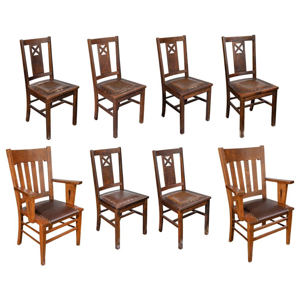 Lot 411: Mission Style Oak Chair Assortment