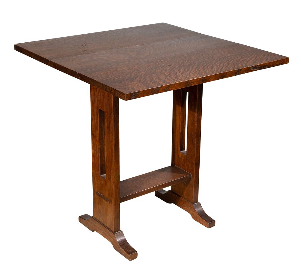 Lot 421: Stickley Drop Leaf Oak Table