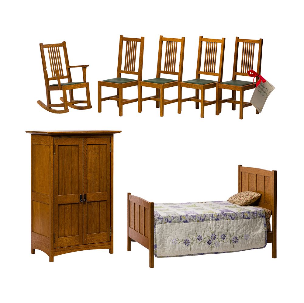 Lot 428: Stickley / T. C. Timber Oak Doll Furniture Assortment