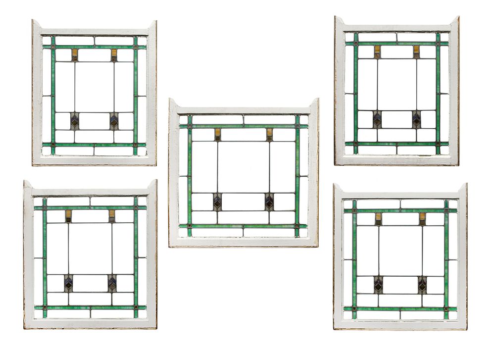Lot 431: Chicago Bungalow Leaded Stained Glass Window Assortment