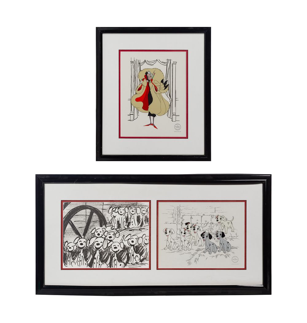 Disney - Disney '101 Dalmatians' Sericels 
(2) items including a 1997 'Hello Darling' sericel and 