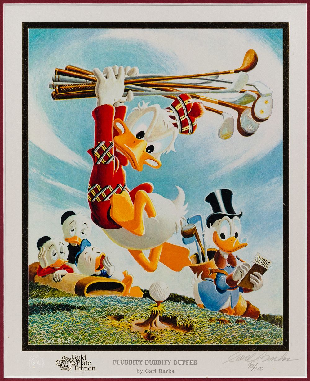 Disney - Carl Barks (American, 1901-2000) 'Flubbity Dubbity Duffer' Lithograph 
Undated, pencil 