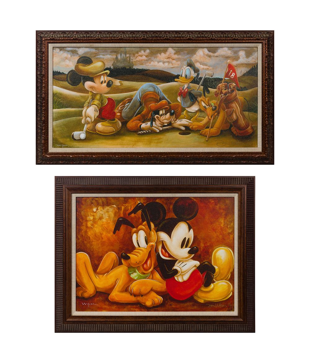 Disney - Darren Wilson (American, b.1969) 'Mickey Mouse' Giclees on Canvas 
(2) items including 