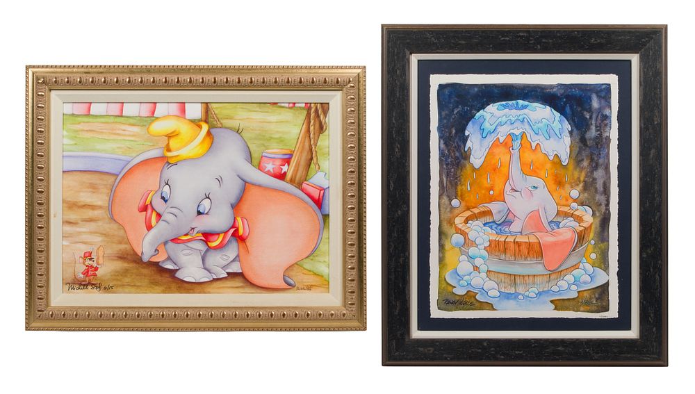 Disney - Disney 'Dumbo' Giclees (2) items including 'Dumbo Bubbles', a giclee on paper, #7/95 
