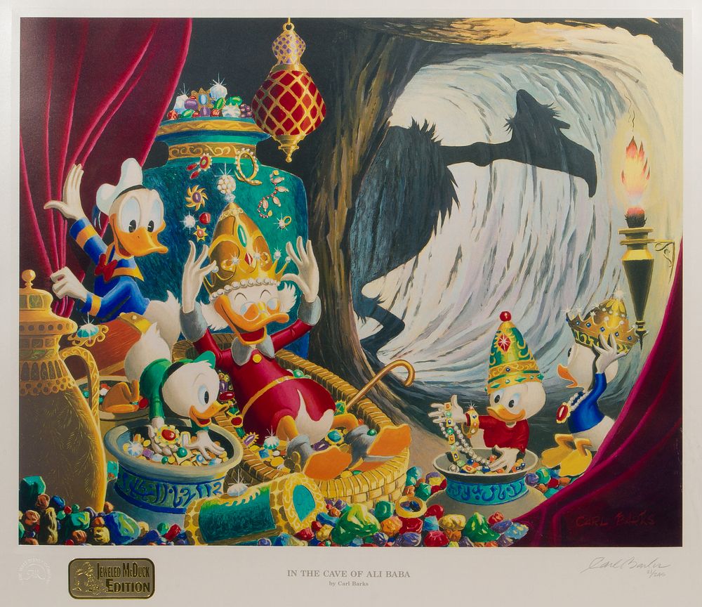 Disney - Carl Barks (American, 1901-2000) 'The Cave of Ali Baba' Lithograph 
Undated, pencil 