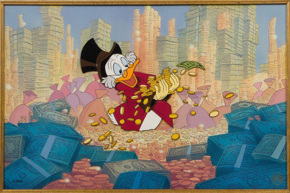 Disney - Disney 'Scrooge McDuck and Money' Hand Painted Cel Set-Up 
1995, #5/500, on printed 