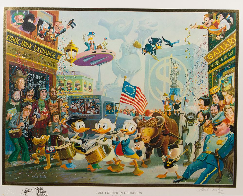 Lot 151: Carl Barks (American, 1901-2000) 'July Fourth in Duckburg' Lithograph