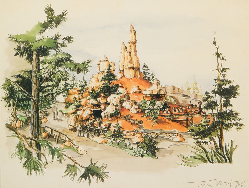 Lot 160: Tony Baxter (American, b. 1947) 'Big Thunder Mountain Railroad' Offset Lithograph