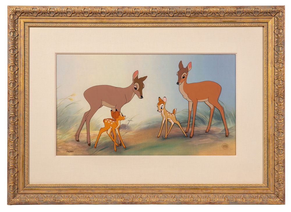 Lot 246: Disney 'Bashful Bambi' Hand Painted Cel Set-Up