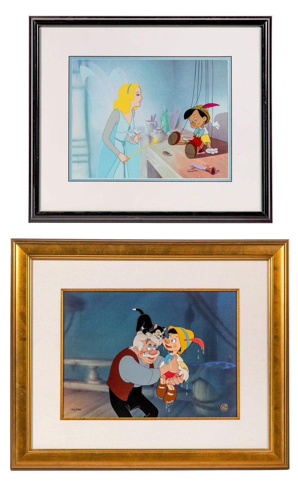 Lot 256: Disney 'Pinocchio' Animation Art Hand Painted Cel and Sericel