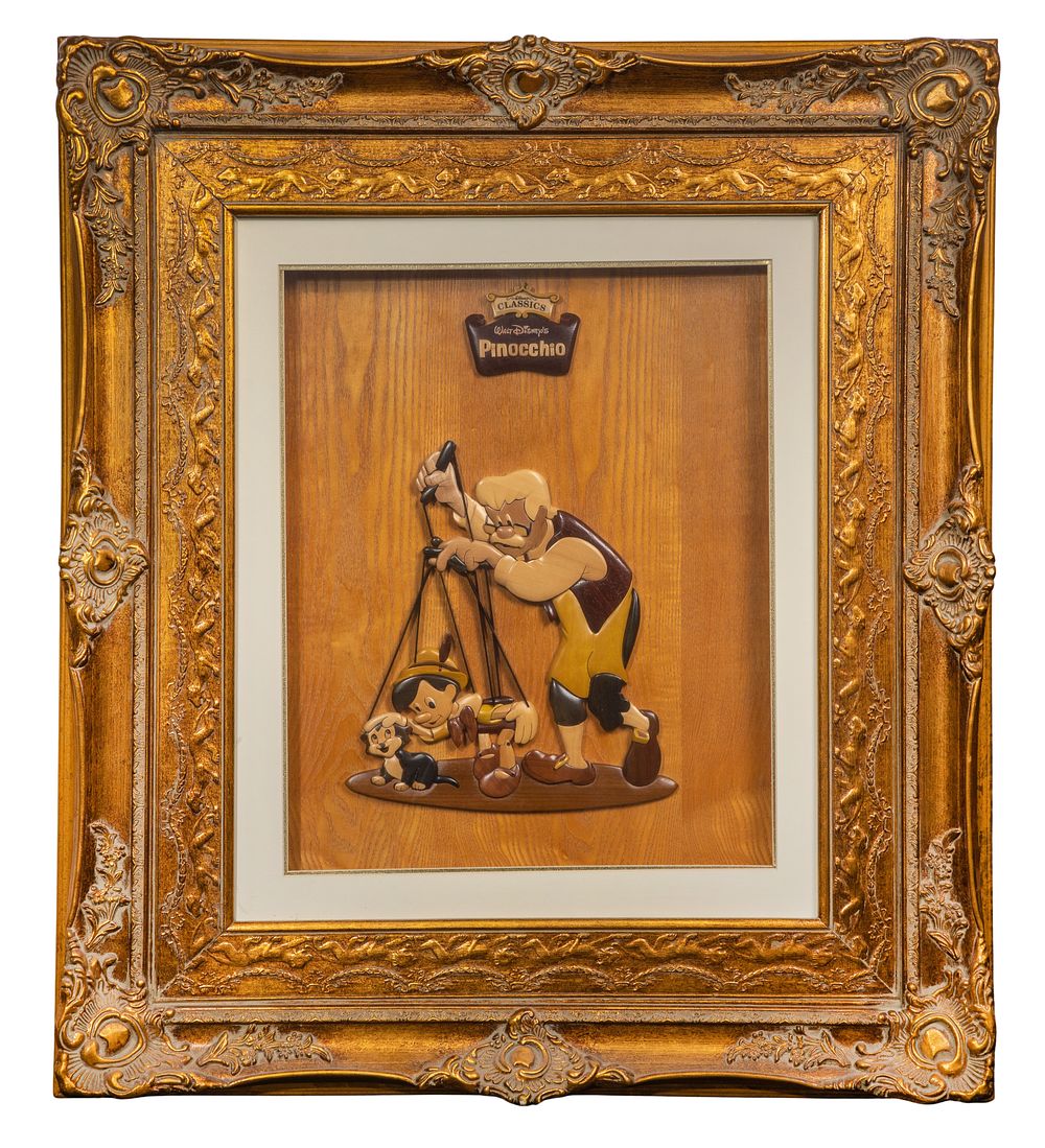 Lot 257: Gordon King (American, 20th Century) 'Pinocchio' Carved Wood Wall Art