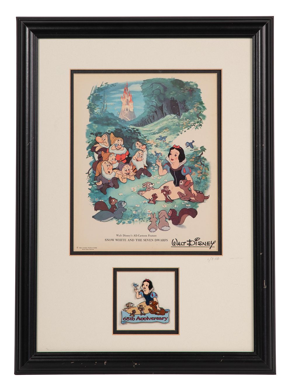 Lot 262: Disney 'Snow White' Framed 65th Anniversary Pin