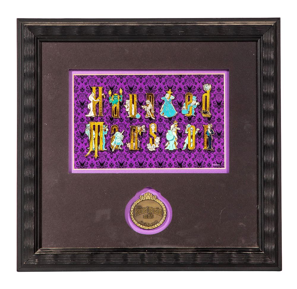 Lot 264: Disney 'Walt Disney World Haunting Spells' Framed Pin Set