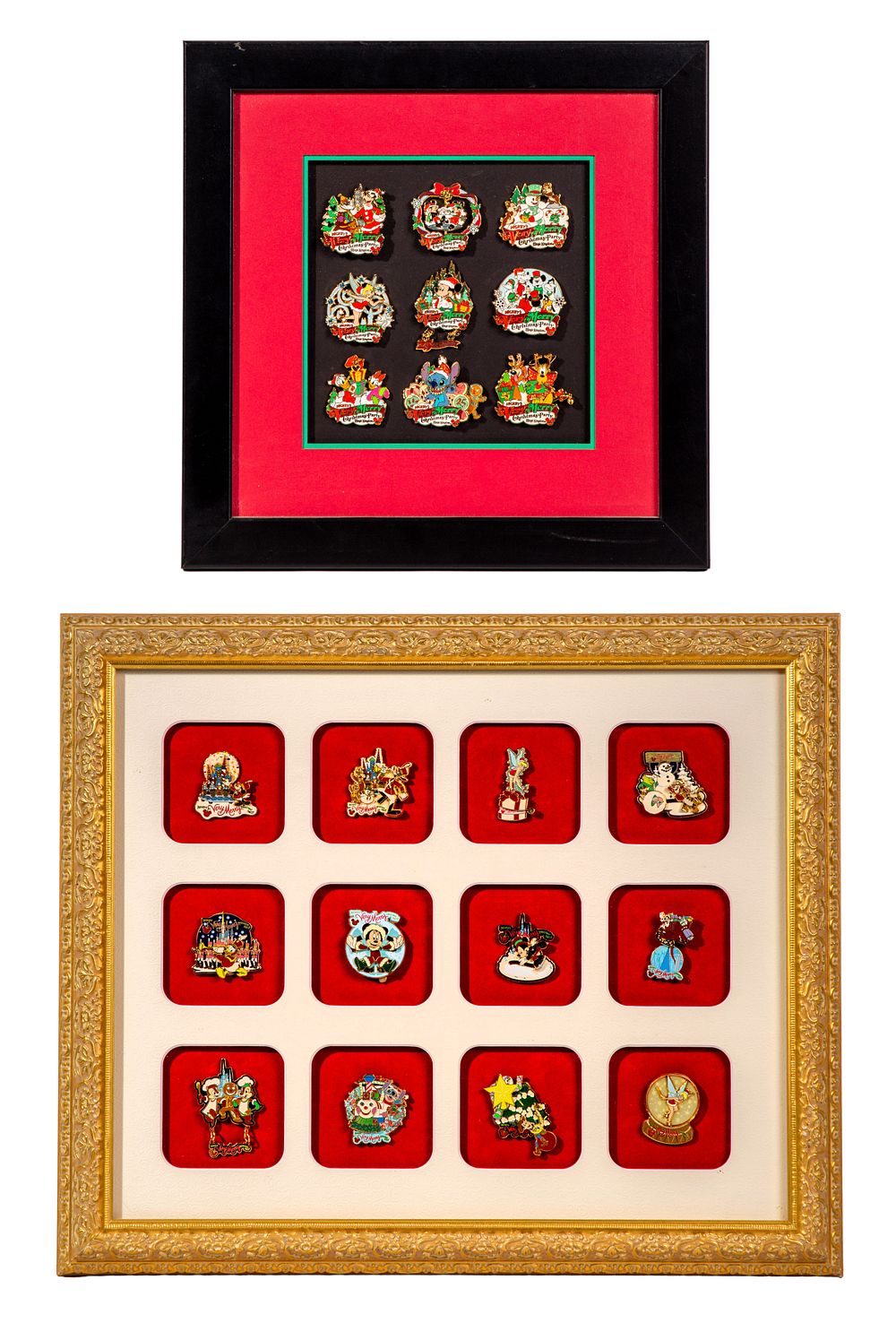 Lot 343: Disney Framed Christmas Pin Sets