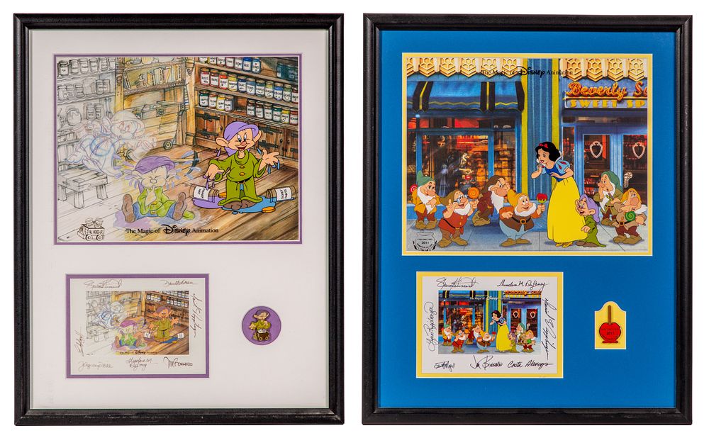 Lot 421: Disney 'Snow White' Sericel, Pin and Artist Signed Card Sets