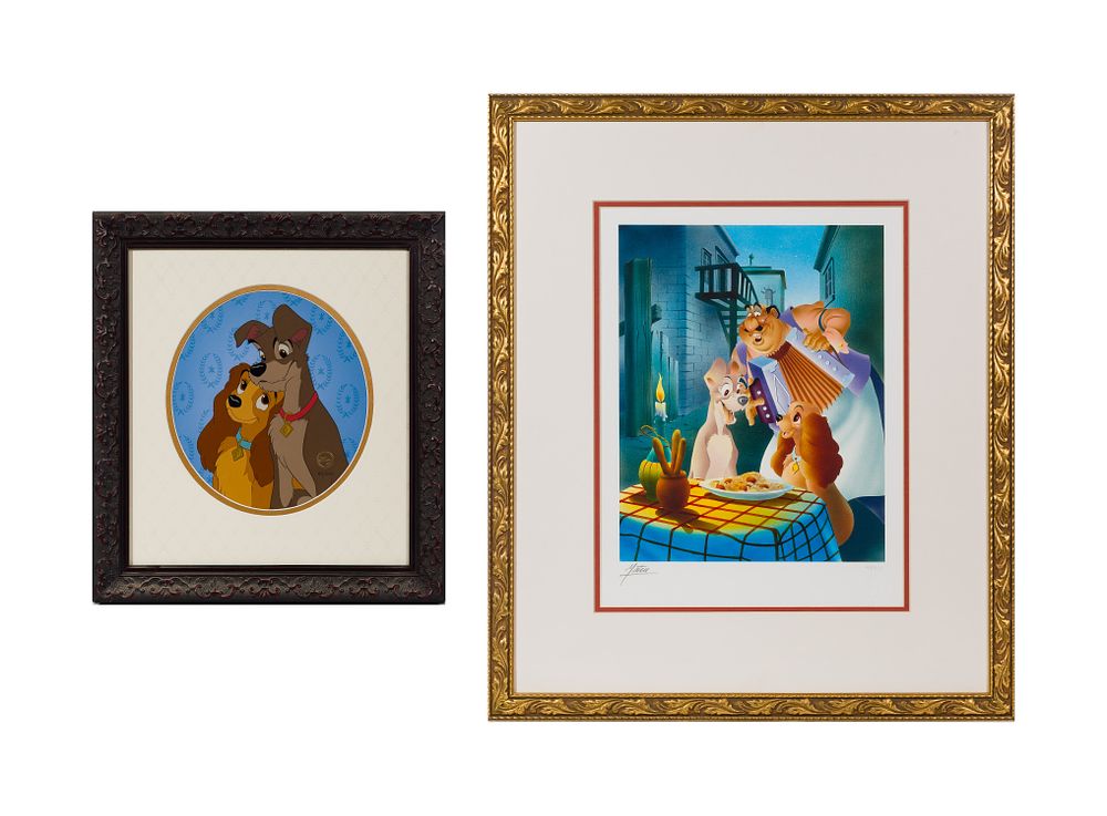 Lot 451: Disney 'Lady and the Tramp' Sericel and Giclee on Paper